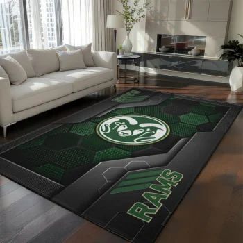 Colorado State Rams Rug - Hexagonal Grid Pattern Green