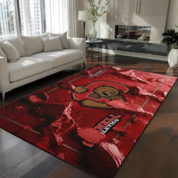 Cornell Big Red Rug - Cracked Surface Design Red