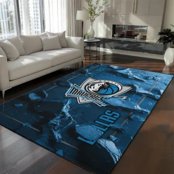 Dallas Mavericks Rug - Cracked Surface Design Blue