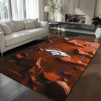 Denver Broncos Rug - Cracked Surface Design Orange