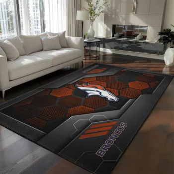 Denver Broncos Rug - Hexagonal Grid Pattern Orange
