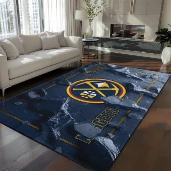 Denver Nuggets Rug - Cracked Surface Design Blue
