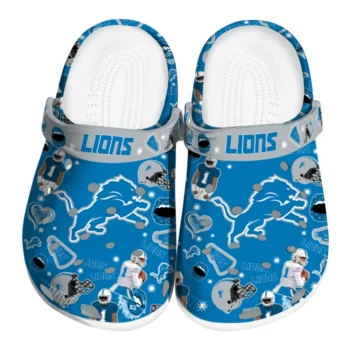 Detroit Lions Clogs - Football Icons Blue