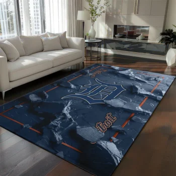 Detroit Tigers Rug - Cracked Surface Design Navy