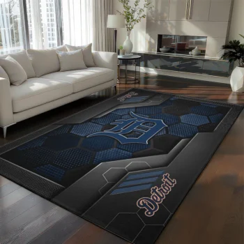Detroit Tigers Rug - Hexagonal Grid Pattern Navy