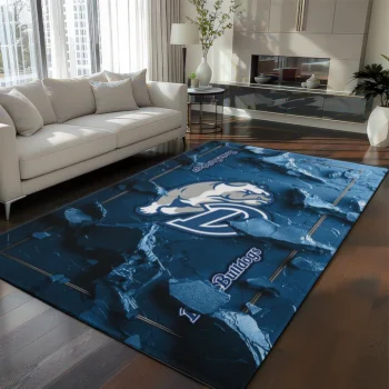 Drake Bulldogs Rug - Cracked Surface Design Blue