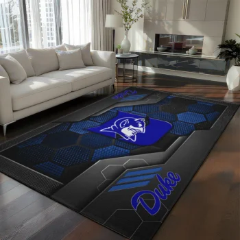Duke Blue Devils Rug - Hexagonal Grid Pattern Blue