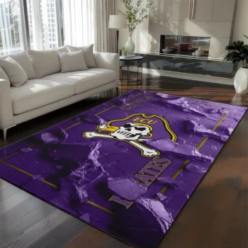 East Carolina Pirates Rug - Cracked Surface Design Purple