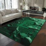 Eastern Michigan Eagles Rug - Cracked Surface Design Green