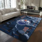 Edmonton Oilers Rug - Cracked Surface Design Blue