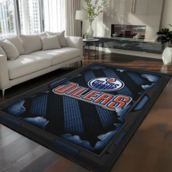 Edmonton Oilers Rug - Torn Mesh Blue