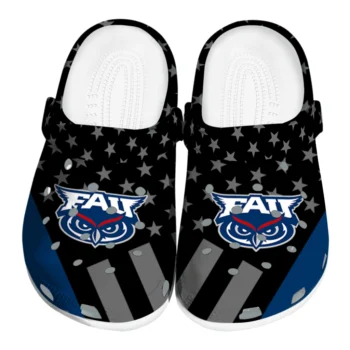 Florida Atlantic Owls Clogs - Stellar Stripes Theme Blue Black