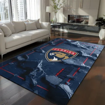 Florida Panthers Rug - Cracked Surface Design Red
