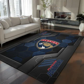 Florida Panthers Rug - Hexagonal Grid Pattern Red