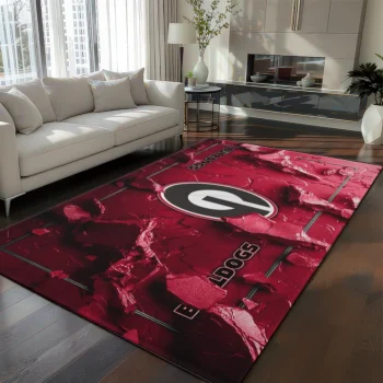 Georgia Bulldogs Rug - Cracked Surface Design Red