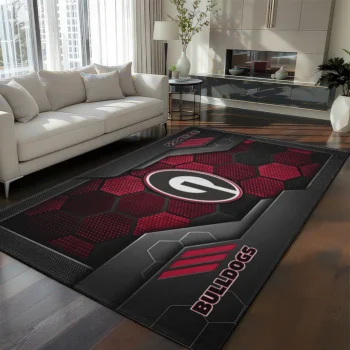 Georgia Bulldogs Rug - Hexagonal Grid Pattern Red