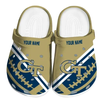 Georgia Tech Yellow Jackets Clogs - Personalized Football Motif Gold