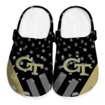 Georgia Tech Yellow Jackets Clogs - Stellar Stripes Theme Gold Black