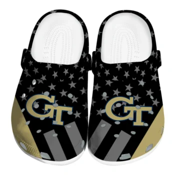 Georgia Tech Yellow Jackets Clogs - Stellar Stripes Theme Gold Black