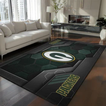 Green Bay Packers Rug - Hexagonal Grid Pattern Green