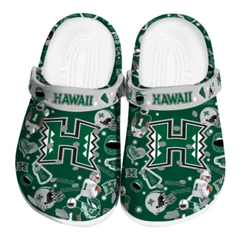 Hawaii Rainbow Warriors Clogs - Football Icons Green