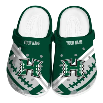 Hawaii Rainbow Warriors Clogs - Personalized Football Motif Green