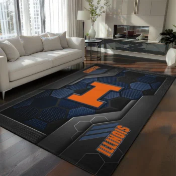 Illinois Fighting Illini Rug - Hexagonal Grid Pattern Blue