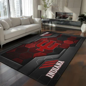 Indiana Hoosiers Rug - Hexagonal Grid Pattern Red