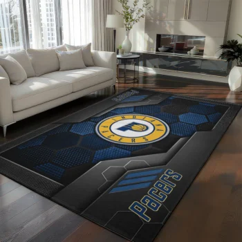 Indiana Pacers Rug - Hexagonal Grid Pattern Blue