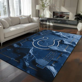 Indianapolis Colts Rug - Cracked Surface Design Blue