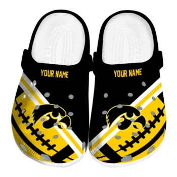 Iowa Hawkeyes Clogs - Custom Football Motif Black