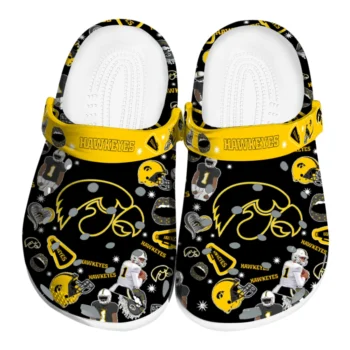 Iowa Hawkeyes Clogs - Football Icons Black