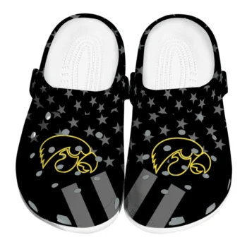 Iowa Hawkeyes Clogs - Stellar Stripes Theme Black