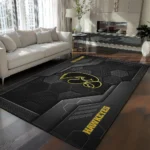 Iowa Hawkeyes Rug - Hexagonal Grid Pattern Black