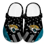 Jacksonville Jaguars Clogs - Stellar Stripes Theme Teal Black