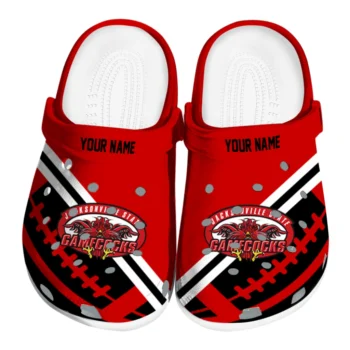 Jacksonville State Gamecocks Clogs - Personalized Football Motif Red