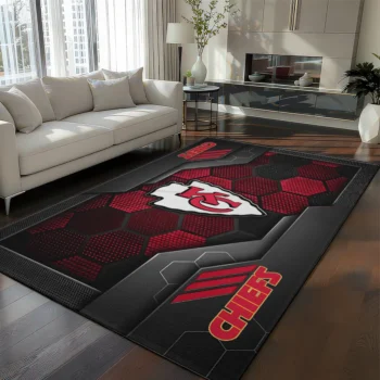 Kansas City Chiefs Rug - Hexagonal Grid Pattern Red