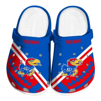 Kansas Jayhawks Clogs - Customized Football Motif Blue