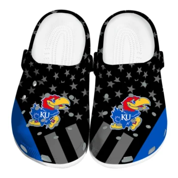 Kansas Jayhawks Clogs - Stellar Stripes Theme Blue Black