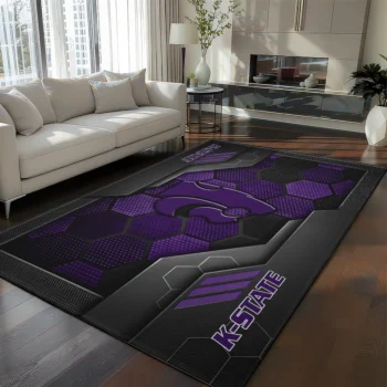 Kansas State Wildcats Rug - Hexagonal Grid Pattern Purple