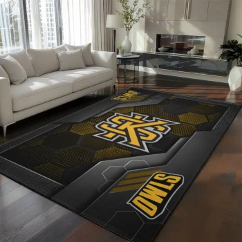 Kennesaw State Owls Rug - Hexagonal Grid Pattern Gold