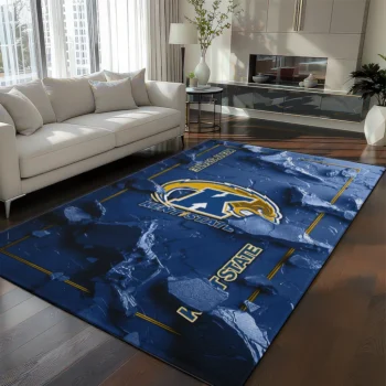 Kent State Golden Flashes Rug - Cracked Surface Design Navy Blue