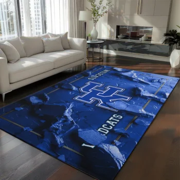 Kentucky Wildcats Rug - Cracked Surface Design Blue