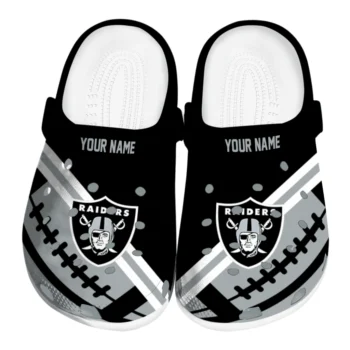 Las Vegas Raiders Clogs - Custom Football Motif Black