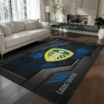 Leeds United Rug - Hexagonal Grid Pattern Blue