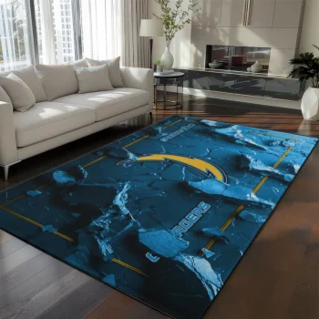 Los Angeles Chargers Rug - Cracked Surface Design Blue