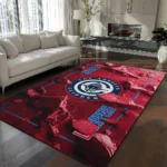 Los Angeles Clippers Rug - Cracked Surface Design Red
