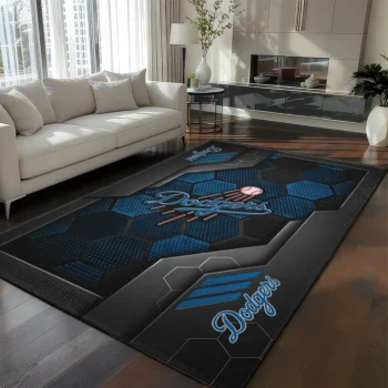 Los Angeles Dodgers Rug - Hexagonal Grid Pattern Blue