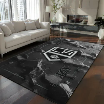 Los Angeles Kings Rug - Cracked Surface Design Black