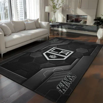 Los Angeles Kings Rug - Hexagonal Grid Pattern Black